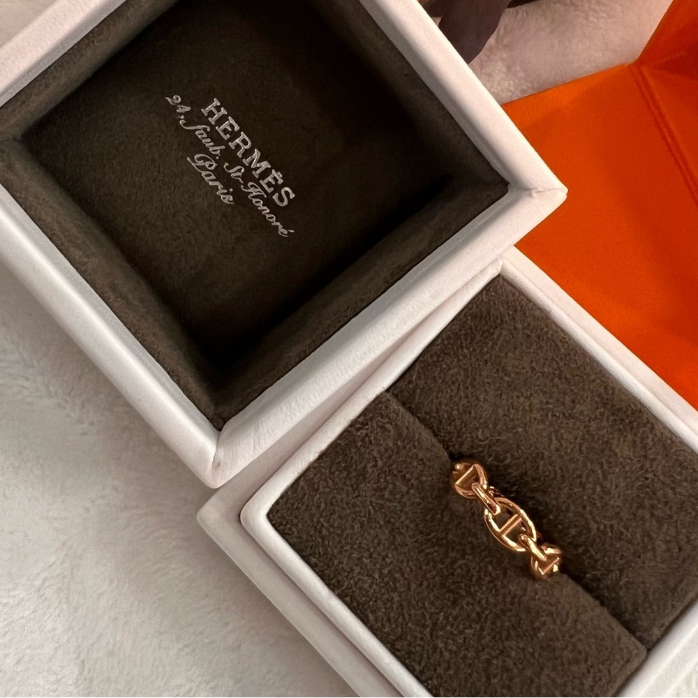 Hermes Chaine d'ancre Enchainee ring, small model size 54 rose Gold